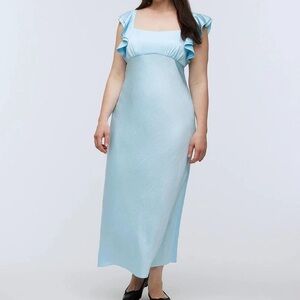 Madewell Blue Flutter Sleeve Dress